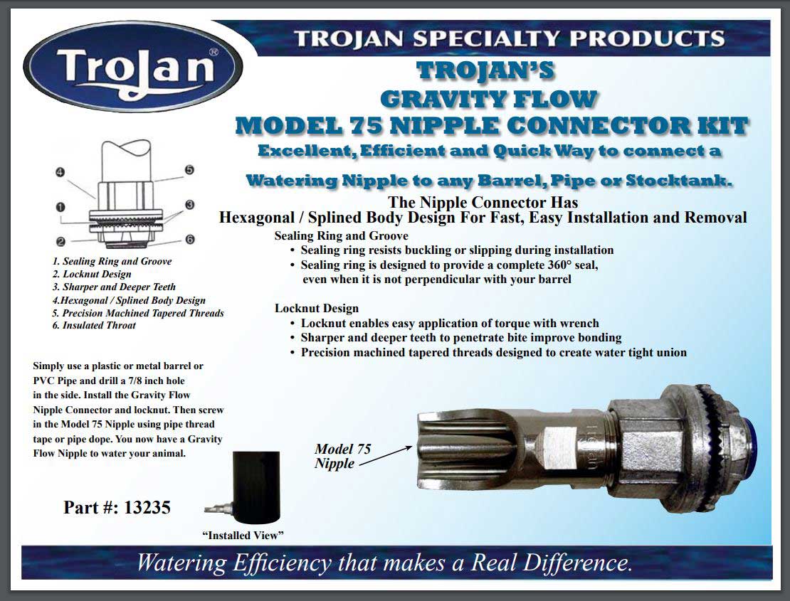 Trojan® Gravity Flow Spiglet 07 Nipple Kit Hog Slat