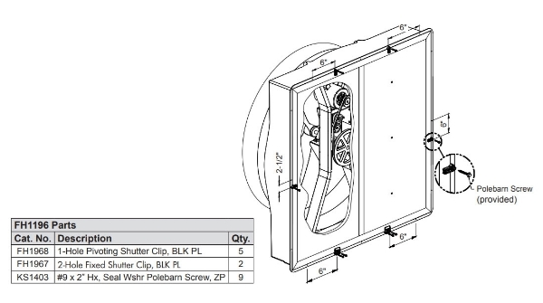 Munters® Plastic Shutter Clip Kit w/ Screws for 36"-55" Fans