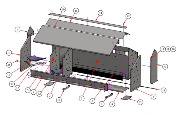 Picture of End Partition Panel for Center Belt Nest with Stiffener Rib