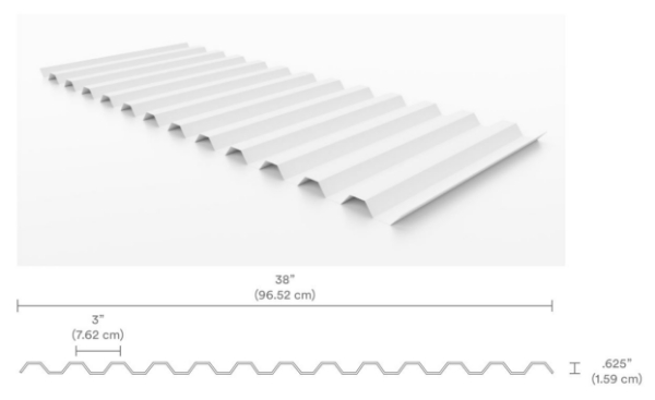 Picture of 38" x 12'-2" (3" OC) Corrugated PVC Liner