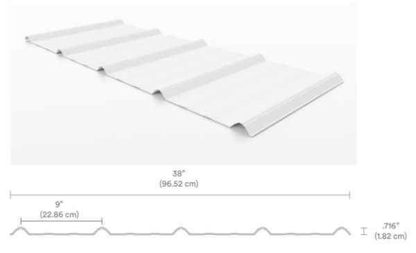 Picture of 38" x 12'-2" (9" OC) Corrugated PVC Liner