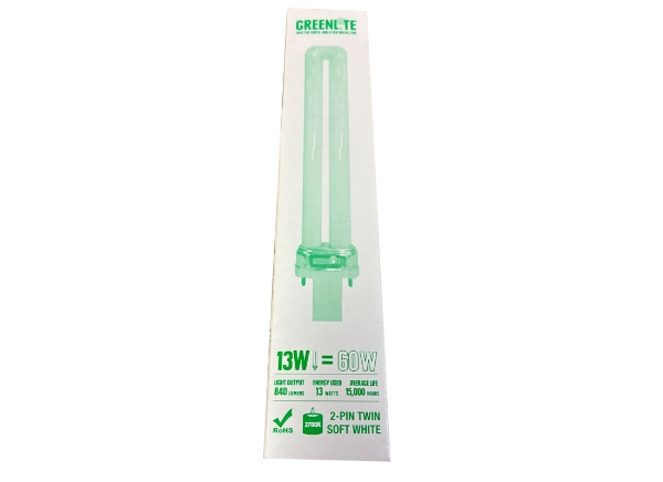 Picture of Bulb 13 Watt CFL U Tube Twin 2700K Greenlite