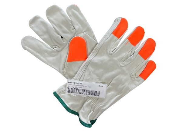 Picture of Gloves Boss Drivers W/Orange Finger Tips M