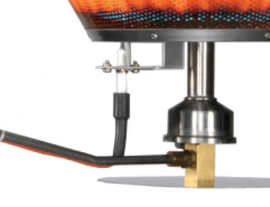 poultry brooder gas ignition and fuel connection assembly