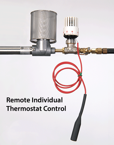 A remote thermostat option is available for the GRO17000 brooder that places the temperature probe 4’ below the unit to monitor temperature closer to the floor and animals underneath it.