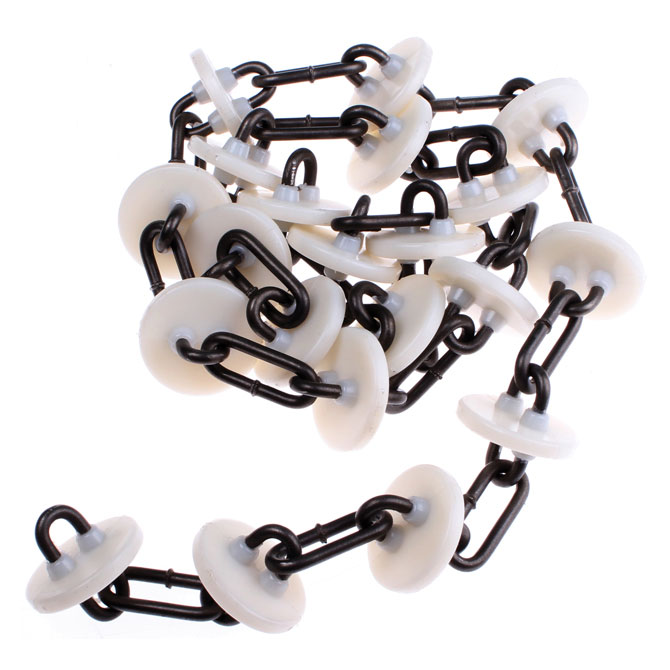 Grow-Disk chain is manufactured from superior hardened steel with injection molded low-friction nylon disks that resist slipping and smoothly convey feed during operation.