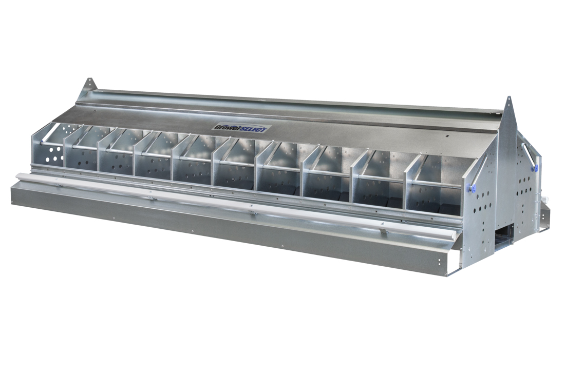 GrowerSELECT breeder chicken nests are available in 16 or 20 space models with manual or automatic closure options. (Shown: Automatic closure bar model, Item # GSN-CB2096)