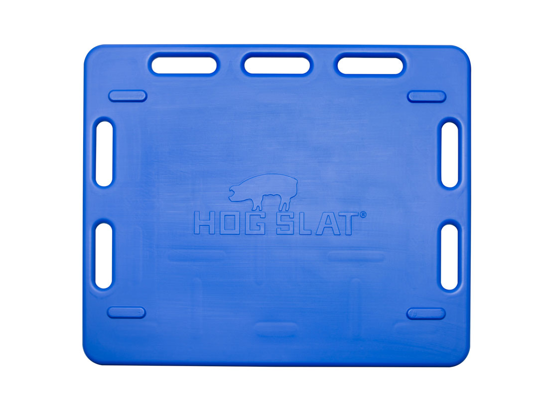 Hog Slat blue poly sorting panels are a lightweight, convenient solution to safely completing pig moving chores in the barn.